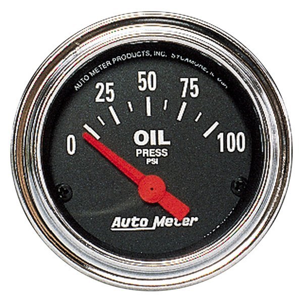 Auto Meter® - Traditional Chrome Series 2-1/16" Oil Pressure Gauge, 0-100 PSI