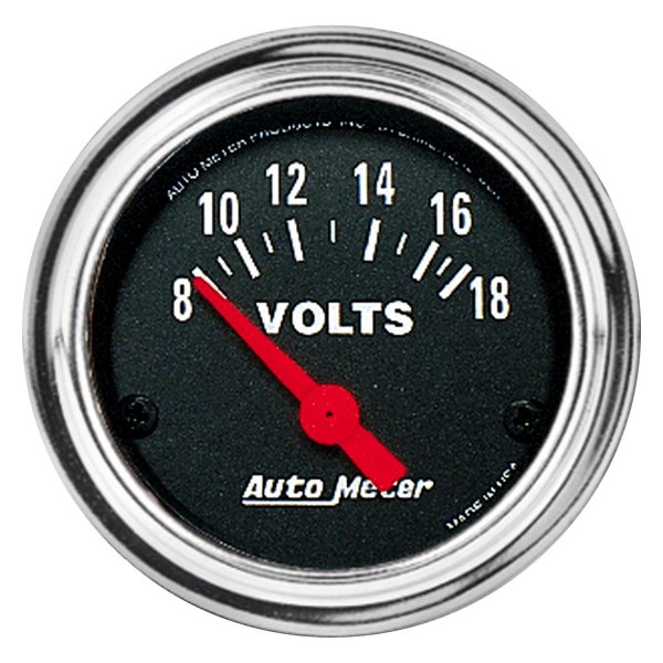 Auto Meter® - Traditional Chrome Series 2-1/16" Voltmeter Gauge, 8-18V