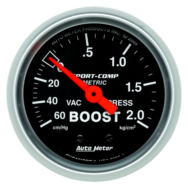 Auto Meter® - Sport-Comp Series 2-1/16" Boost/Vacuum Gauge, 60 Cm/HG-2.0 Kg/Cm2