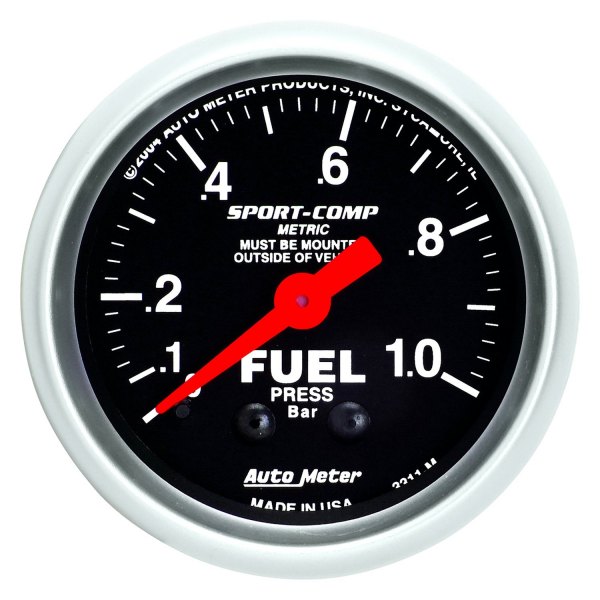 Auto Meter® - Sport-Comp Series 2-1/16" Fuel Pressure Gauge, 0-1.0 BAR