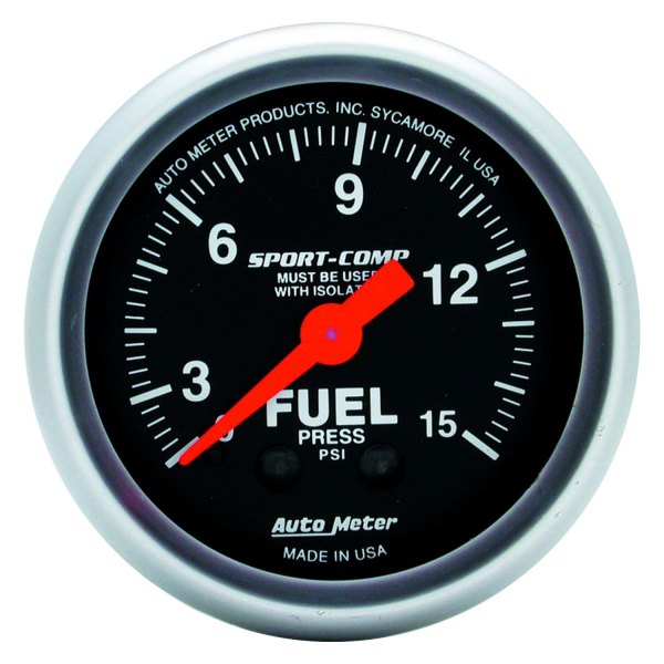 Auto Meter® - Sport-Comp Series 2-1/16" Fuel Pressure Gauge with Isolator, 0-15 PSI
