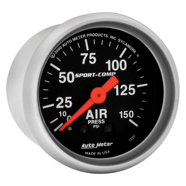 Auto Meter® - Sport-Comp Series 2-1/16" Air Pressure Gauge, 0-150 PSI
