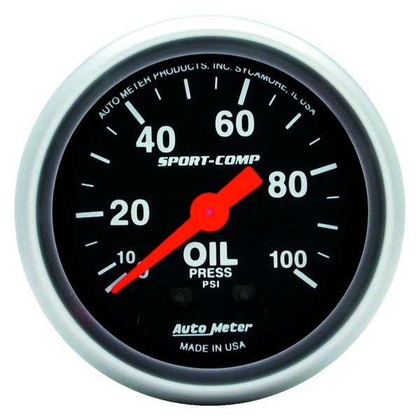 Auto Meter® - Sport-Comp Series 2-1/16" Oil Pressure Gauge, 0-100 PSI