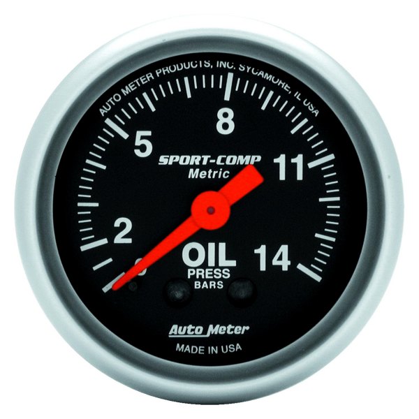 Auto Meter® - Sport-Comp Series 2-1/16" Oil Pressure Gauge, 0-14 Kg/Cm2