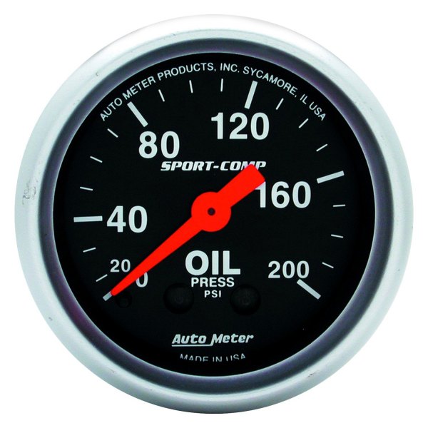 Auto Meter® - Sport-Comp Series 2-1/16" Oil Pressure Gauge, 0-200 PSI
