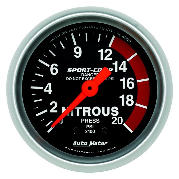 Auto Meter® - Sport-Comp Series 2-1/16" Nitrous Pressure Gauge, 0-2000 PSI