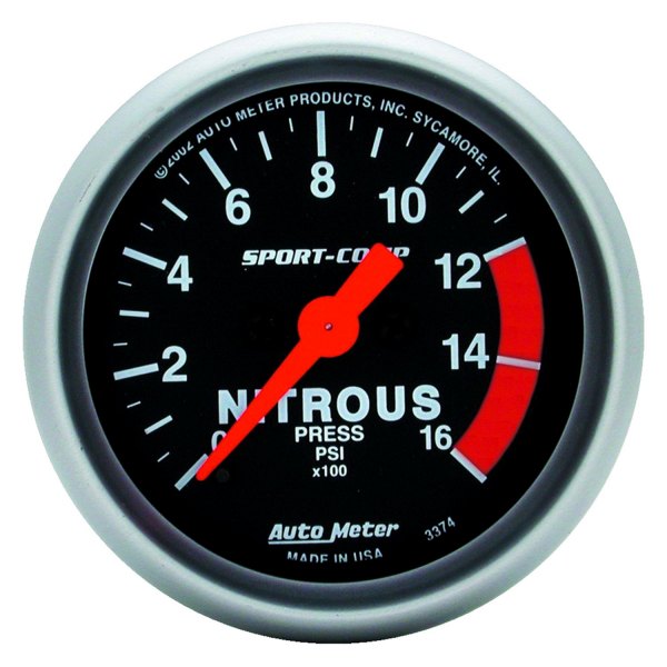 Auto Meter® - Sport-Comp Series 2-1/16" Nitrous Pressure Gauge, 0-1600 PSI