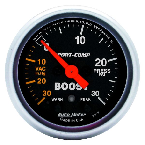 Auto Meter® - Sport-Comp Series 2-1/16" Boost/Vacuum Gauge, 30 In Hg/30 PSI