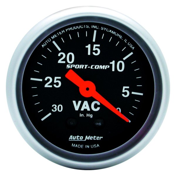 Auto Meter® - Sport-Comp Series 2-1/16" Vacuum Gauge, 0-30 In Hg