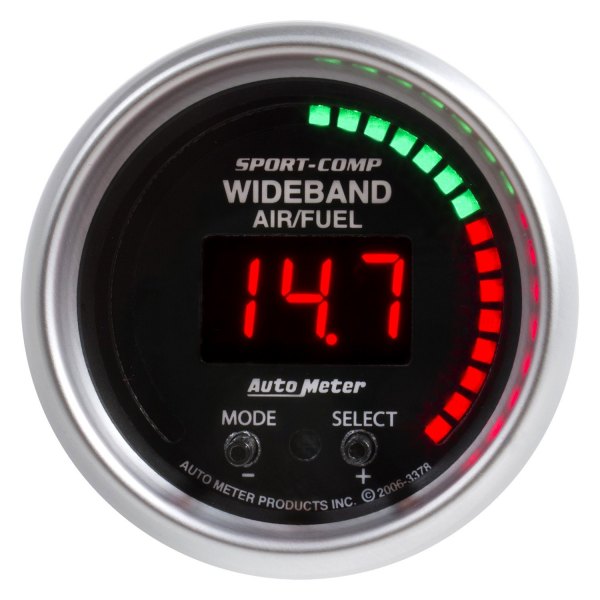 Auto Meter® - Sport-Comp Digital Series 2-1/16" Wideband Pro Plus Air/Fuel Ratio Gauge, 6:1-20:1 AFR
