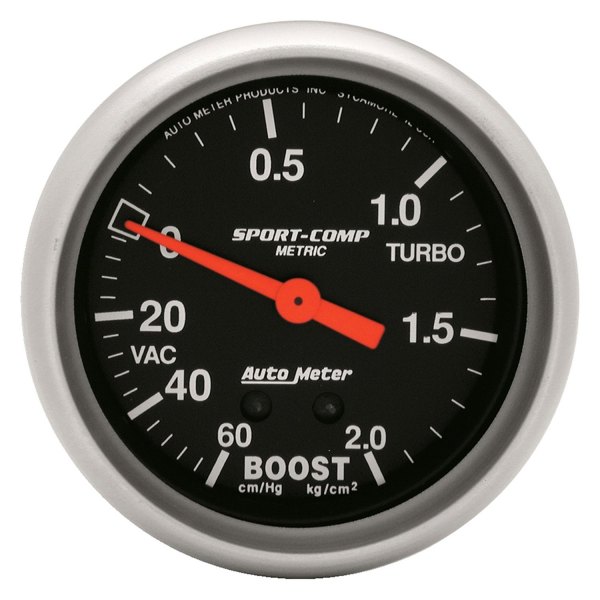 Auto Meter® - Sport-Comp Series 2-5/8" Boost/Vacuum Gauge, 60 Cm/HG-2.0 Kg/Cm2