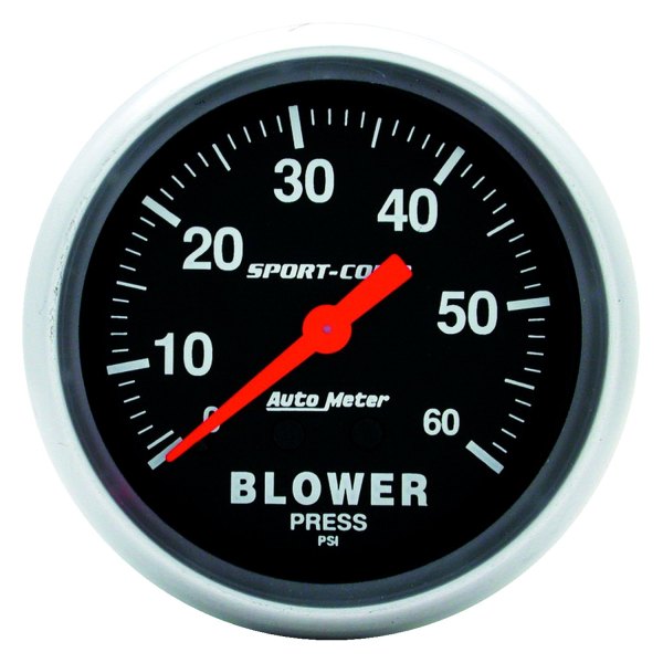 Auto Meter® - Sport-Comp Series 2-5/8" Blower Pressure Gauge, 0-60 PSI, Black