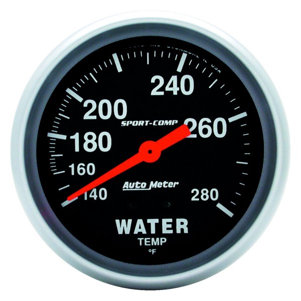 Auto Meter® - Sport-Comp Series 2-5/8" Water Temperature Gauge, 140-280 F