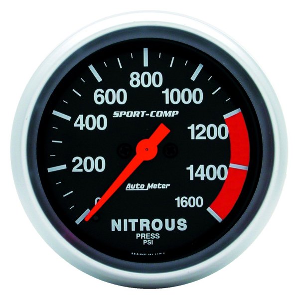 Auto Meter® - Sport-Comp Series 2-5/8" Nitrous Pressure Gauge, 0-1600 PSI