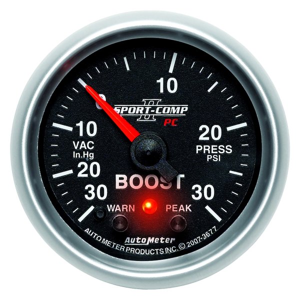 Auto Meter® - Sport-Comp II Series 2-1/16" Boost/Vacuum Gauge, 30 In Hg/30 PSI