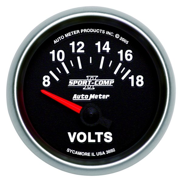 Auto Meter® - Sport-Comp II Series 2-1/16" Voltmeter Gauge, 8-18V