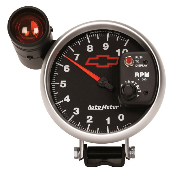 Auto Meter® - GM Black Series 5" Pedestal Tachometer Gauge with External Shift-Lite, 0-10,000 RPM
