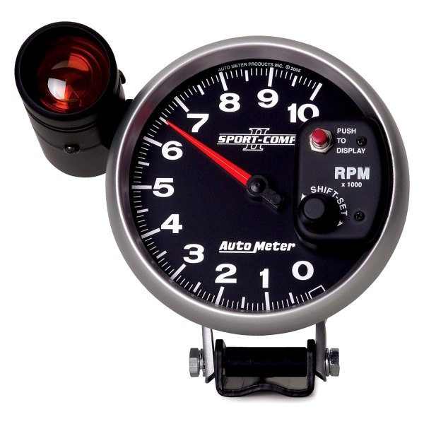 Auto Meter® - Sport-Comp II Series 5" Pedestal Tachometer Gauge with External Shift-Lite, 0-10,000 RPM