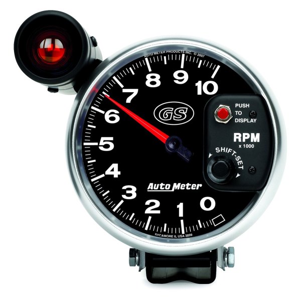 Auto Meter® - GS Series 5" Pedestal Tachometer Gauge with External Shift-Lite, 0-10,000 RPM