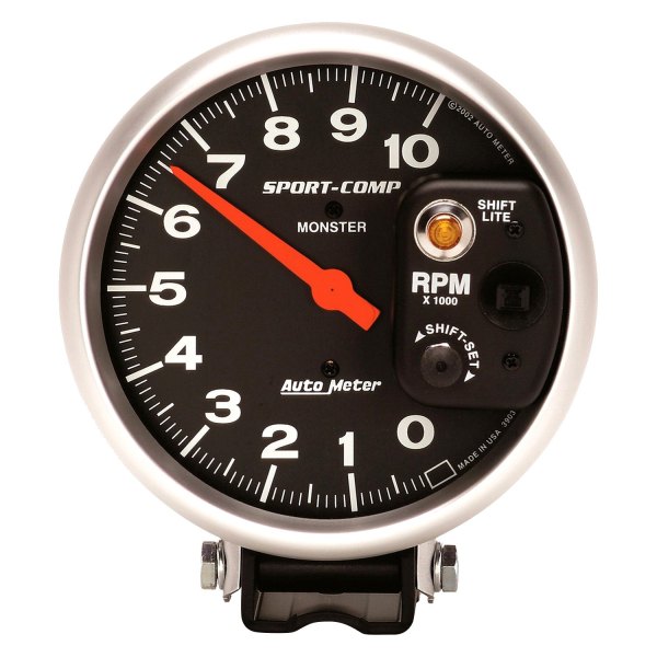 Auto Meter® - Sport-Comp Series 5" Pedestal Tachometer Gauge with Internal Shift-Lite, 0-10,000 RPM