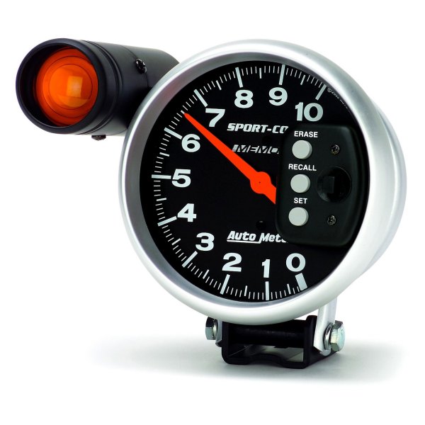Auto Meter® - Sport-Comp Series 5" Pedestal Tachometer Gauge with External Shift-Lite & Memory, 0-10,000 RPM