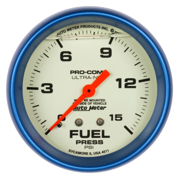 Auto Meter® - Ultra-Nite Series 2-5/8" Fuel Pressure Gauge, 0-15 PSI