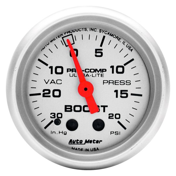Auto Meter® - Ultra-Lite Series 2-1/16" Boost/Vacuum Gauge, 30 In Hg/20 PSI