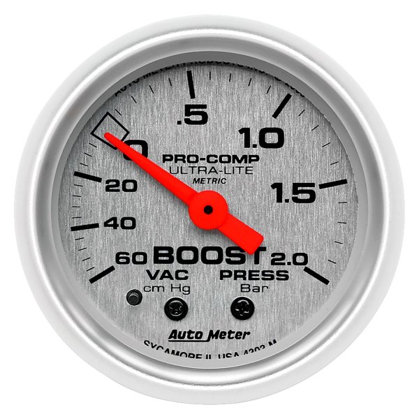 Auto Meter® - Ultra-Lite Series 2-1/16" Boost/Vacuum Gauge, 60 CM/HG-2.0 BARS