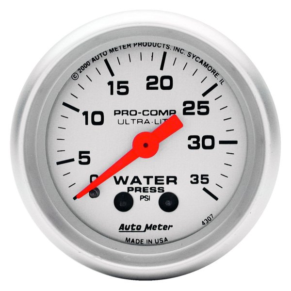 Auto Meter® - Ultra-Lite Series 2-1/16" Water Pressure Gauge, 0-35 PSI