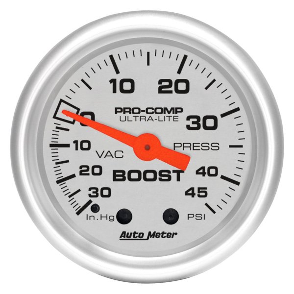 Auto Meter® - Ultra-Lite Series 2-1/16" Boost/Vacuum Gauge, 30 In Hg/45 PSI