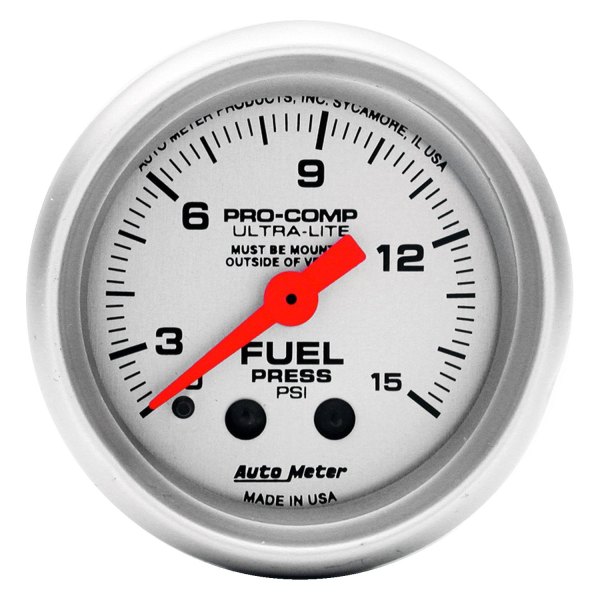 Auto Meter® - Ultra-Lite Series 2-1/16" Fuel Pressure Gauge with Isolator, 0-15 PSI