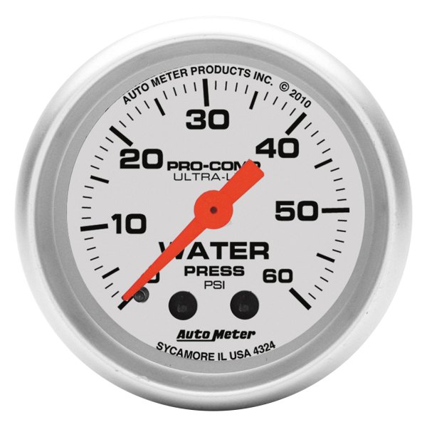 Auto Meter® - Ultra-Lite Series 2-1/16" Water Pressure Gauge, 0-60 PSI
