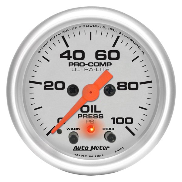 Auto Meter® - Ultra-Lite Series 2-1/16" Oil Pressure Gauge, 0-100 PSI