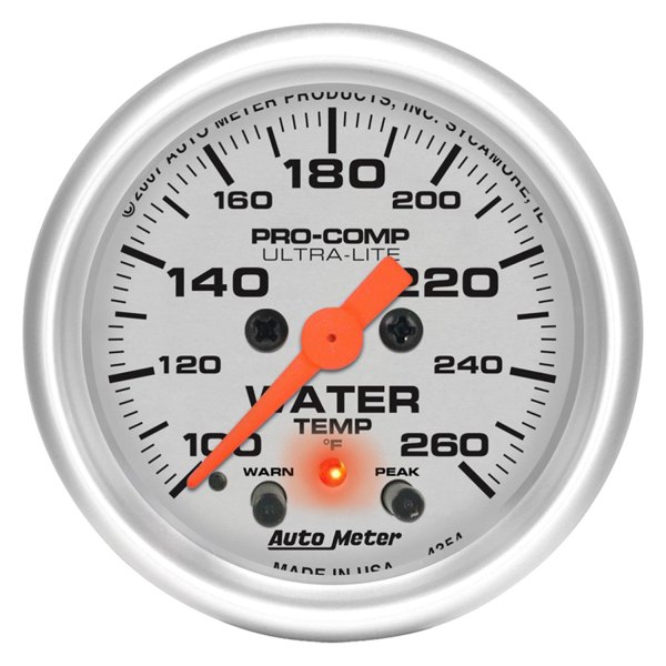 Auto Meter® - Ultra-Lite Series 2-1/16" Water Temperature Gauge, 100-260 F