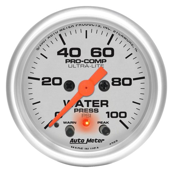 Auto Meter® - Ultra-Lite Series 2-1/16" Water Pressure Gauge, 0-100 PSI