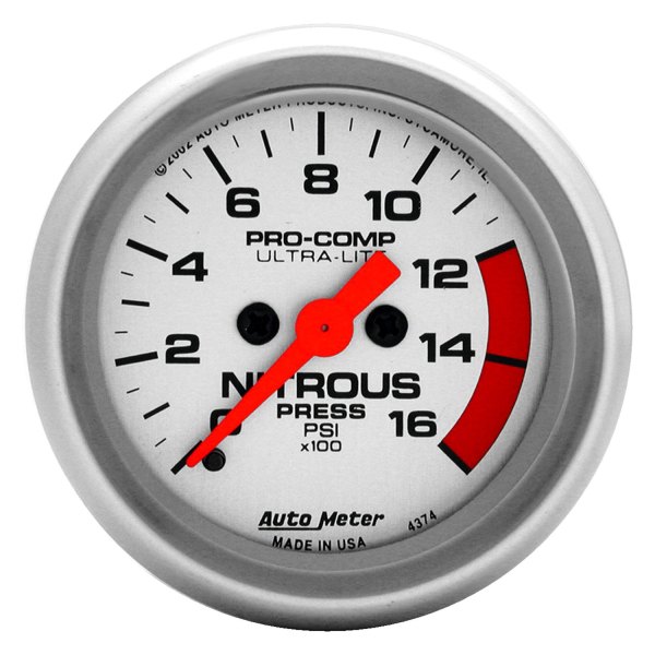 Auto Meter® - Ultra-Lite Series 2-1/16" Nitrous Pressure Gauge, 0-1600 PSI