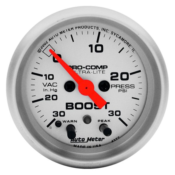 Auto Meter® - Ultra-Lite Series 2-1/16" Boost/Vacuum Gauge, 30 In Hg/15 PSI