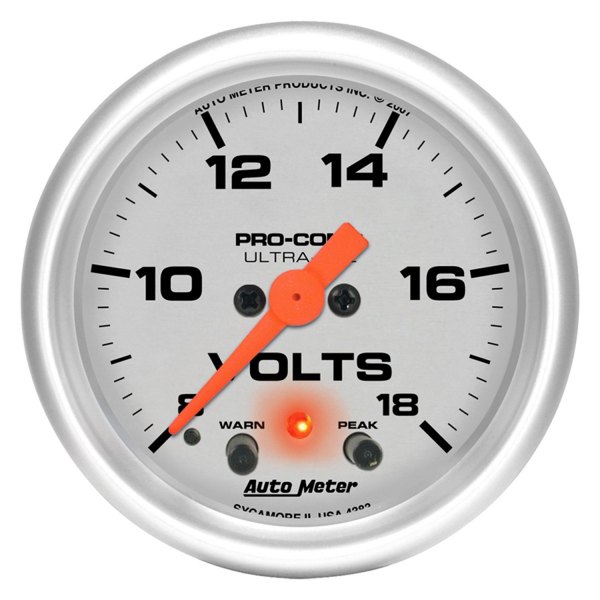 Auto Meter® - Ultra-Lite Series 2-1/16" Voltmeter Gauge, 8-18V