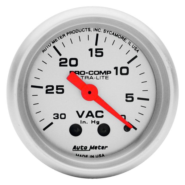 Auto Meter® - Ultra-Lite Series 2-1/16" Vacuum Gauge, 0-30 In Hg