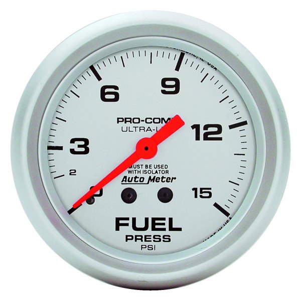 Auto Meter® - Ultra-Lite Series 2-5/8" Fuel Pressure Gauge with Isolator, 0-15 PSI