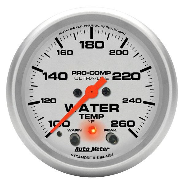 Auto Meter® - Ultra-Lite Series 2-5/8" Water Temperature Gauge, 100-260 F