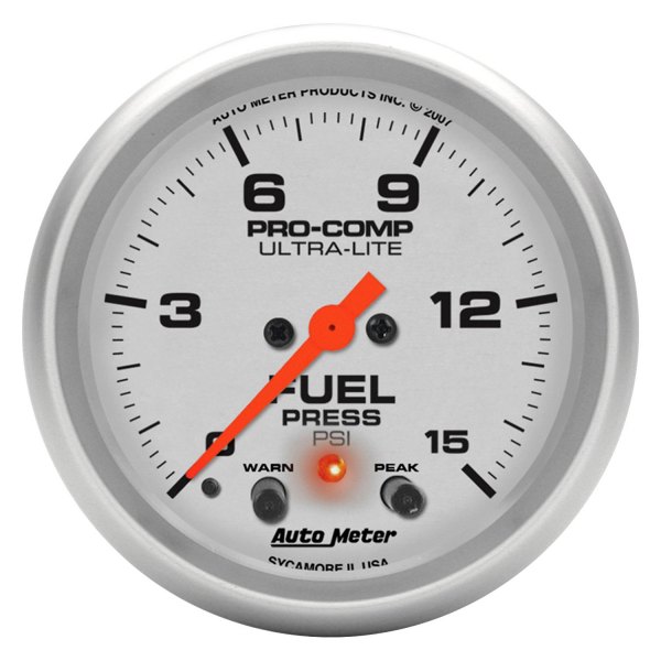 Auto Meter® - Ultra-Lite Series 2-5/8" Fuel Pressure Gauge, 0-15 PSI