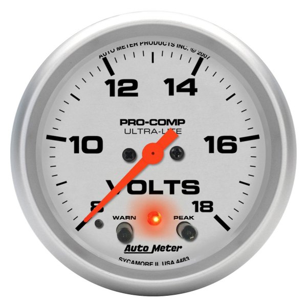 Auto Meter® - Ultra-Lite Series 2-5/8" Voltmeter Gauge, 8-18V