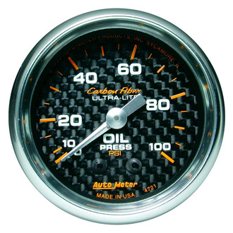 Auto Meter® - Carbon Fiber Series 2-1/16" Oil Pressure Gauge, 0-100 PSI