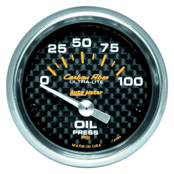 Auto Meter® - Carbon Fiber Series 2-1/16" Oil Pressure Gauge, 0-100 PSI