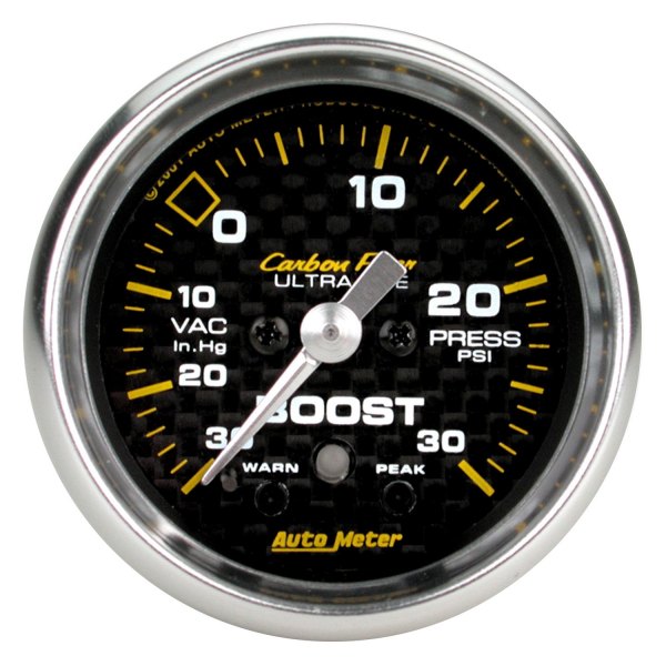 Auto Meter® - Carbon Fiber Series 2-1/16" Boost/Vacuum Gauge, 30 In Hg/30 PSI