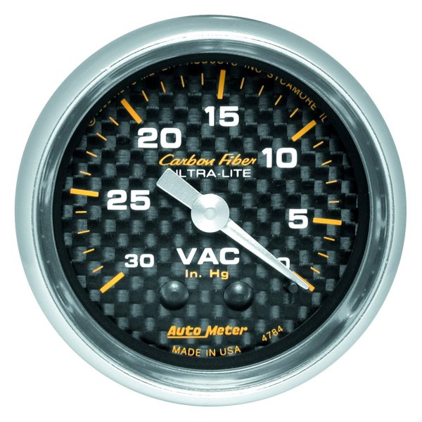 Auto Meter® - Carbon Fiber Series 2-1/16" Vacuum Gauge, 0-30 In Hg
