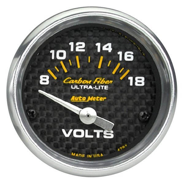 Auto Meter® - Carbon Fiber Series 2-1/16" Voltmeter Gauge, 8-18V
