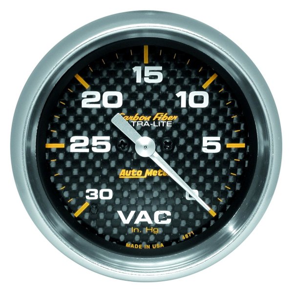Auto Meter® - Carbon Fiber Series 2-5/8" Vacuum Gauge, 0-30 In Hg