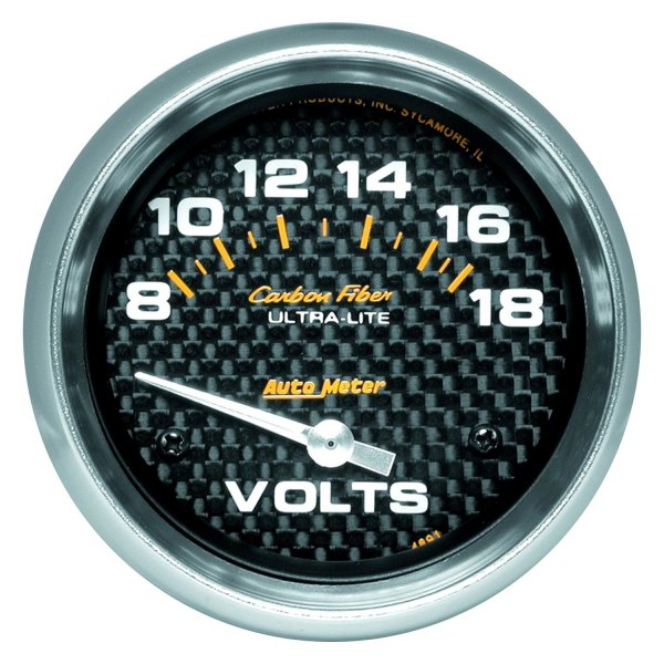 Auto Meter® - Carbon Fiber Series 2-5/8" Voltmeter Gauge, 8-18V